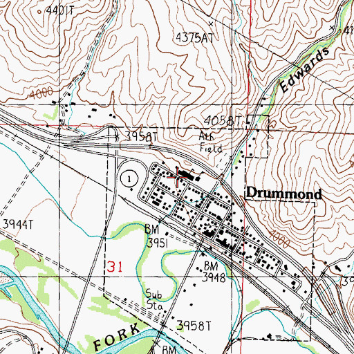 Topographic Map of Drummond Public Schools, MT