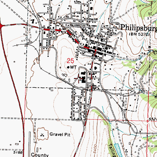 Topographic Map of Philipsburg Schools, MT