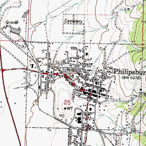 Topographic Map of Saint Philips Catholic Church, MT