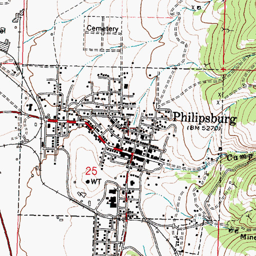 Topographic Map of Saint Pauls Presbyterian Church, MT