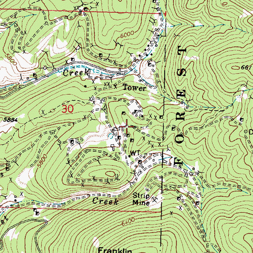Topographic Map of Tower Post Office (historical), MT