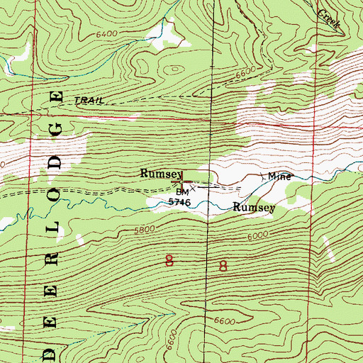 Topographic Map of Rumsey Post Office (historical), MT