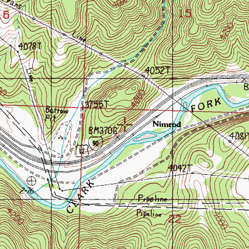 Topographic Map of Nimrod Post Office (historical), MT