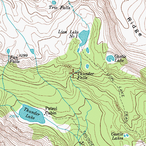 Topographic Map of Thunder Falls, CO