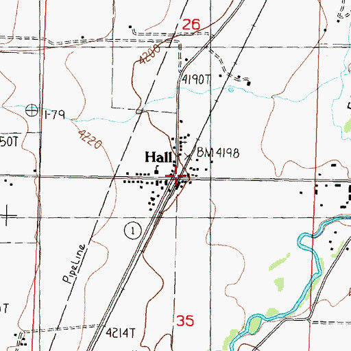 Topographic Map of Hall Post Office, MT