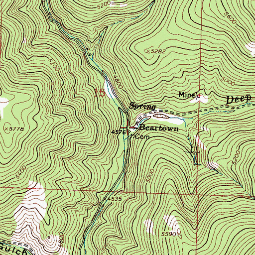 Topographic Map of Beartown Post Office (historical), MT