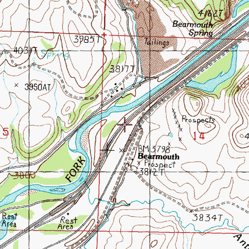 Topographic Map of Bearmouth Post Office (historical), MT