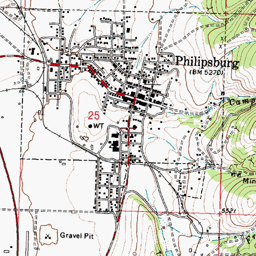 Topographic Map of Granite County Medical Center, MT