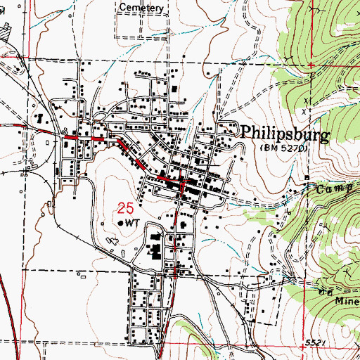 Topographic Map of Granite County Museum and Cultural Center, MT
