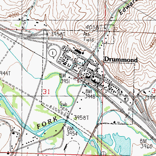 Topographic Map of Drummond Museum, MT