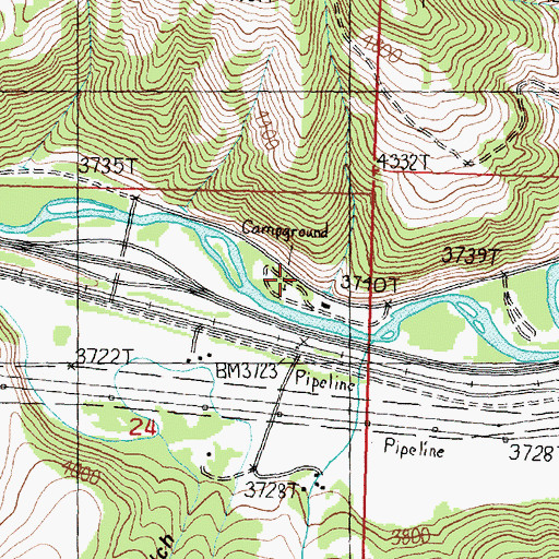 Topographic Map of Chalet Bearmouth, MT