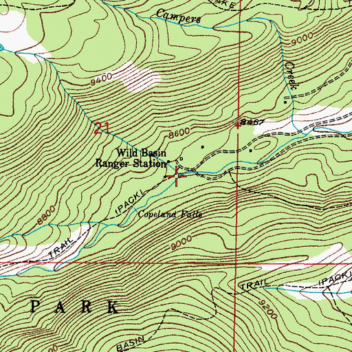 Topographic Map of Hunters Creek, CO
