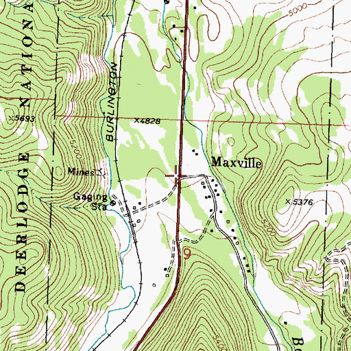 Topographic Map of Maxville, MT