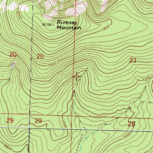 Topographic Map of Old Number Seven Ski Trail, MT