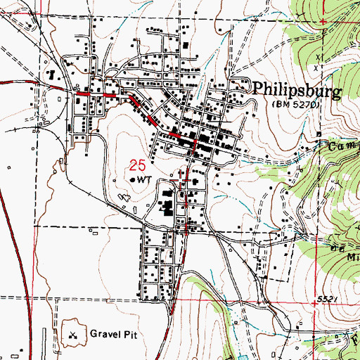 Topographic Map of Granite County Memorial Nursing Home, MT