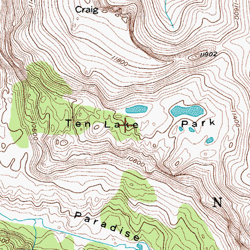 Topographic Map of Ten Lake Park, CO
