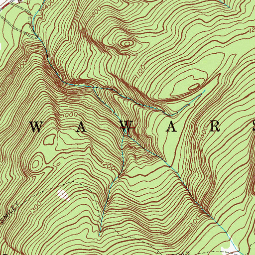 Topographic Map of Witches Hole, NY