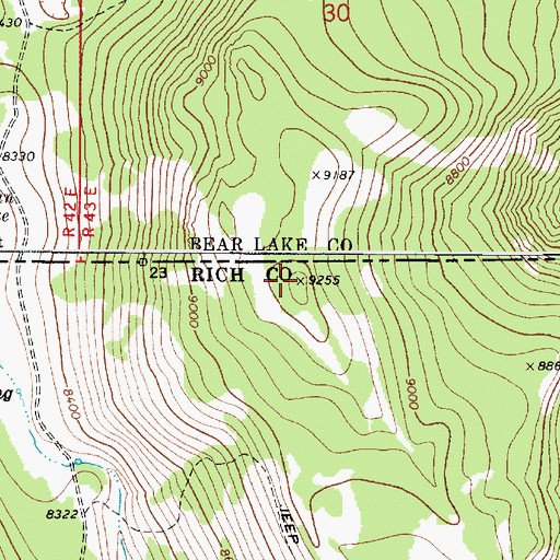 Topographic Map of Bridger Peak, UT