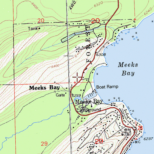 Topographic Map of Meeks Bay Post Office (historical), CA