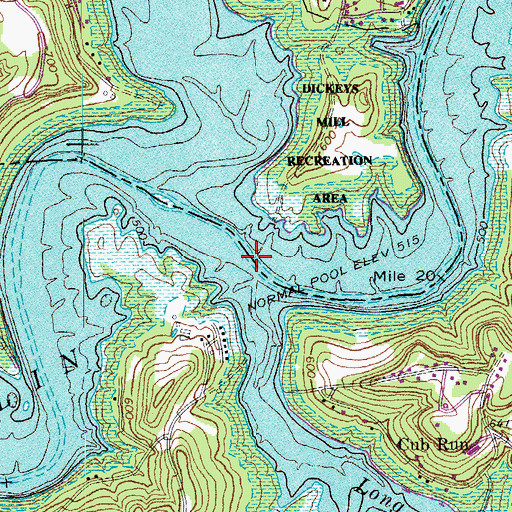 Topographic Map of Dickeys Mills (historical), KY