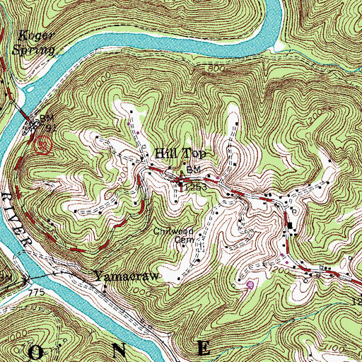 Topographic Map of Hill Top Post Office (historical), KY