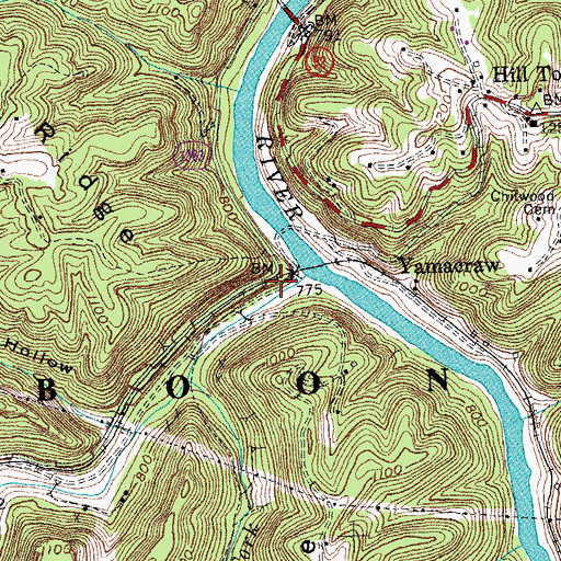 Topographic Map of Big South Fork Post Office (historical), KY