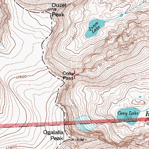 Topographic Map of Cony Pass, CO