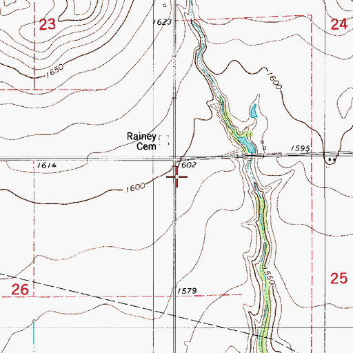 Topographic Map of Rainy (historical), OK