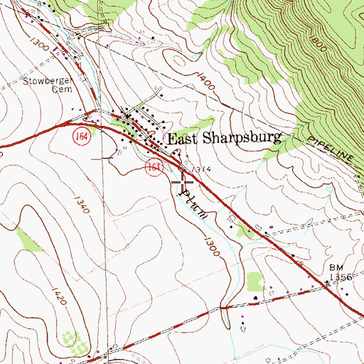Topographic Map of East Sharpsburg Post Office (historical), PA