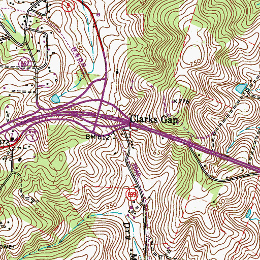 Topographic Map of Clarks Gap, VA