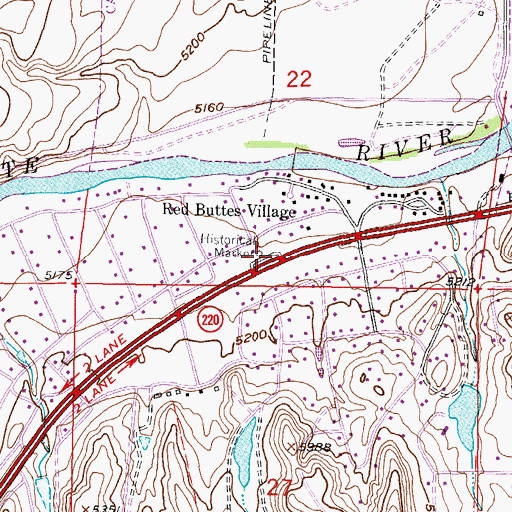 Topographic Map of Red Buttes Battle Site, WY