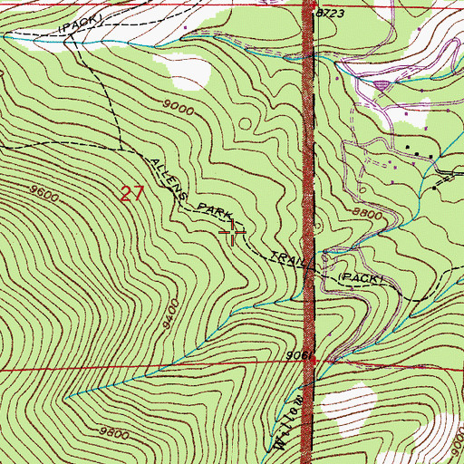 Topographic Map of Allens Park Trail, CO