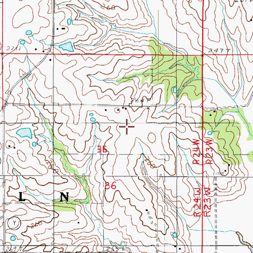 Topographic Map of Atteberry Cemetery, MO