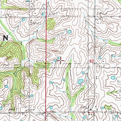Topographic Map of King Cemetery, MO