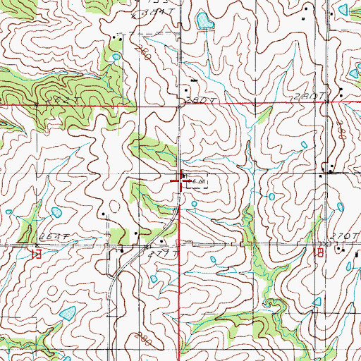 Topographic Map of South Evans Cemetery, MO