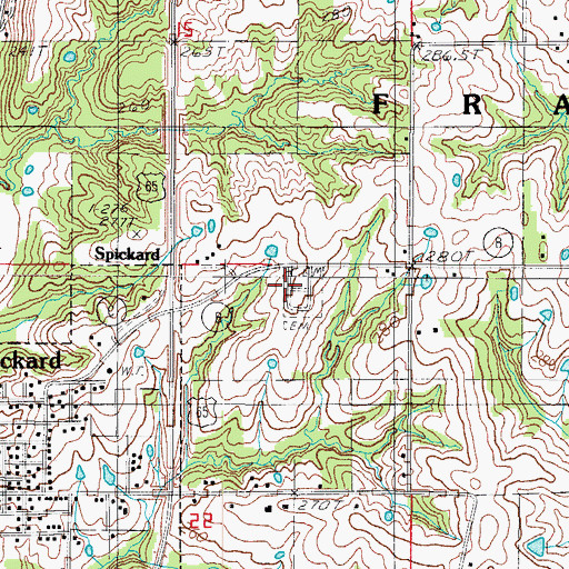 Topographic Map of Spickard Cemetery, MO