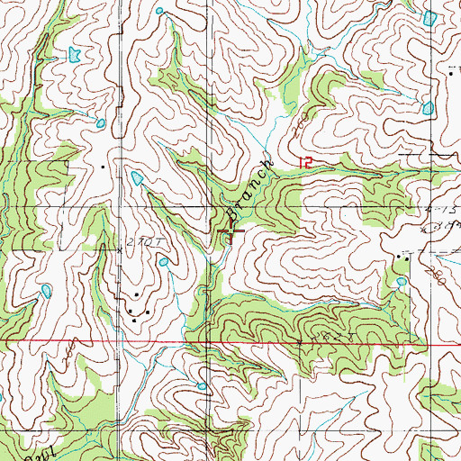 Topographic Map of Wooley Cemetery, MO