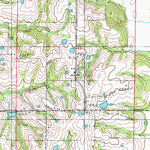 Topographic Map of Middleberry Cemetery, MO