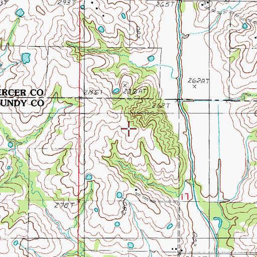 Topographic Map of Pemberton Cemetery, MO