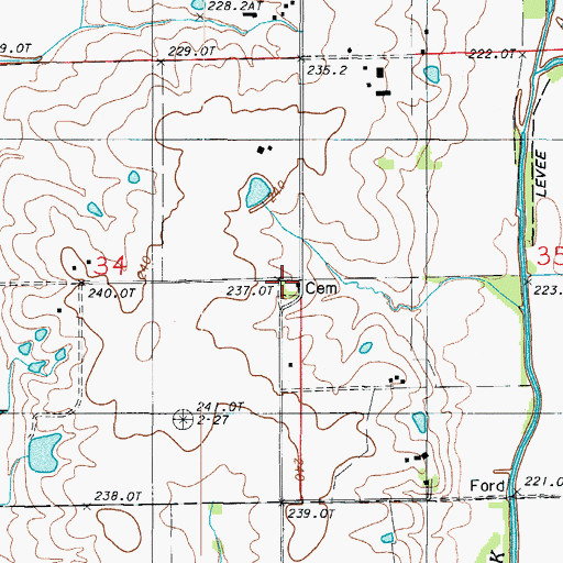 Topographic Map of Tolle Cemetery, MO