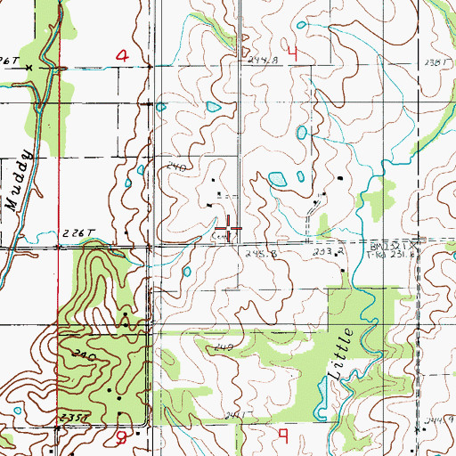 Topographic Map of Van Home Cemetery, MO