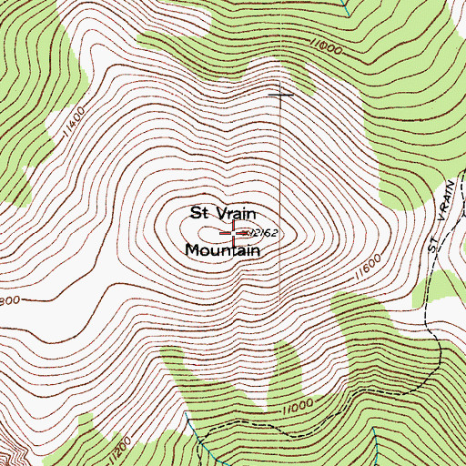 Topographic Map of Saint Vrain Mountain, CO