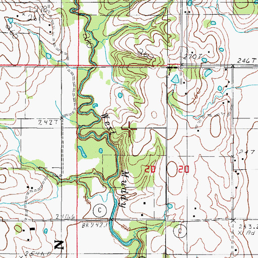 Topographic Map of Johnson Cemetery, MO