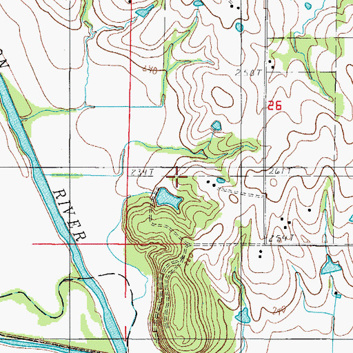 Topographic Map of Wood Cemetery, MO