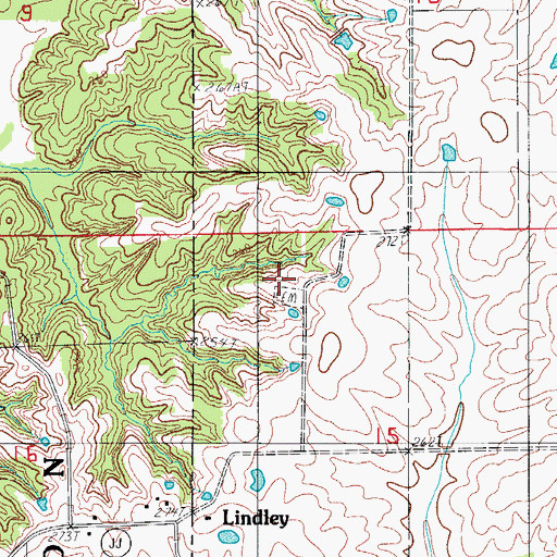 Topographic Map of Lindley Cemetery, MO