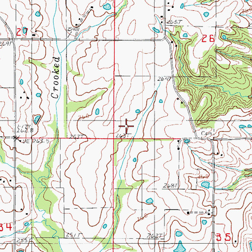Topographic Map of Barr Cemetery, MO