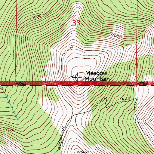 Topographic Map of Meadow Mountain, CO