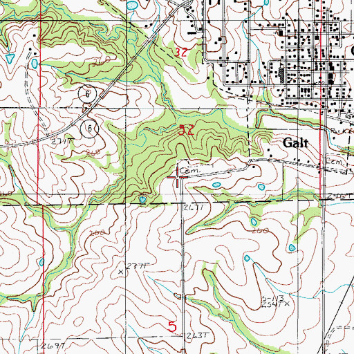 Topographic Map of Galt West Cemetery, MO