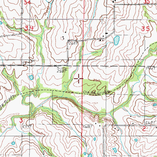 Topographic Map of Newlan Cemetery, MO