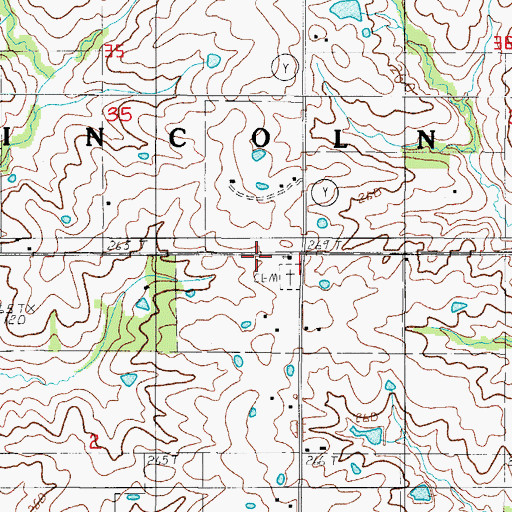 Topographic Map of Grundy Center Cemetery, MO